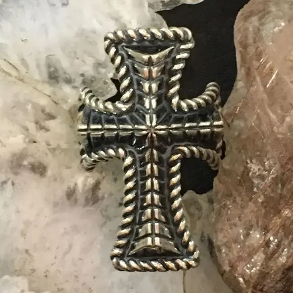 Carolyn Pollack Southwestern Style Sterling Decorated Cross Ring For Women - Picture 4 of 10